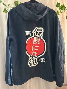 LGNDS Media Navy Bomber Jacket with Red Graphic